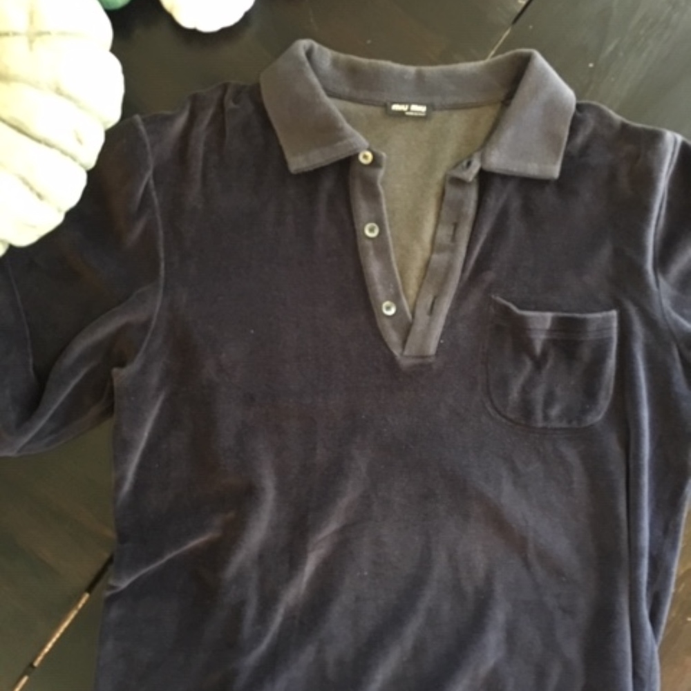 COPY - Miu Miu Navy Velour short sleeve shirt